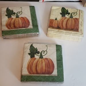 Pumpkin Harvest Fall Napkins Sealed x3